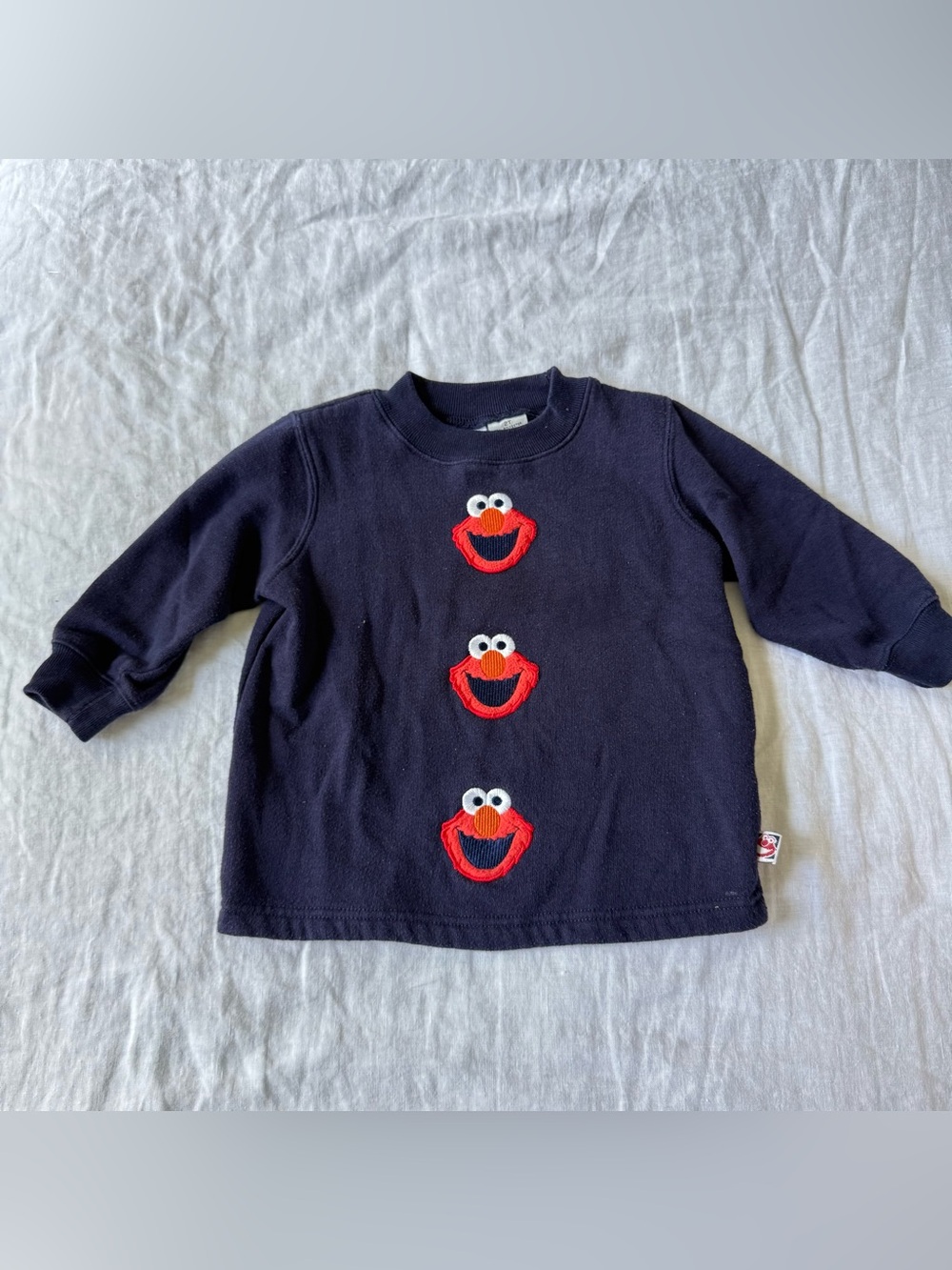 Vintage 1990s Elmo Sesame Street Crewneck Sweatshirt 2T Embroidered Navy Blue